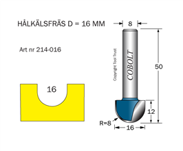 Hålkälsfr R8 D16 L12 TL50 S8