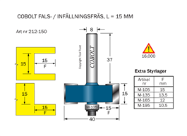 Falsfräs L15 F15 D40 S8 SL37