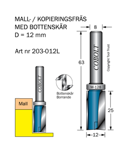 Mallfräs D12 L25 TL63 S8