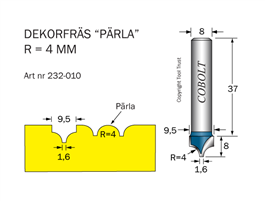 Dekorfräs Pärla R4 D9.5 S8