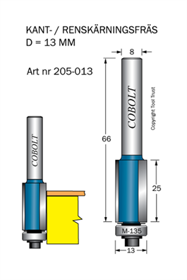 Kantfräs D13 L25 TL64 S8