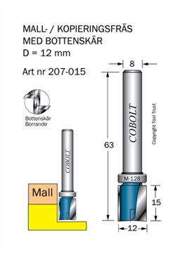 Mallfräs D12 L15 TL63 S8